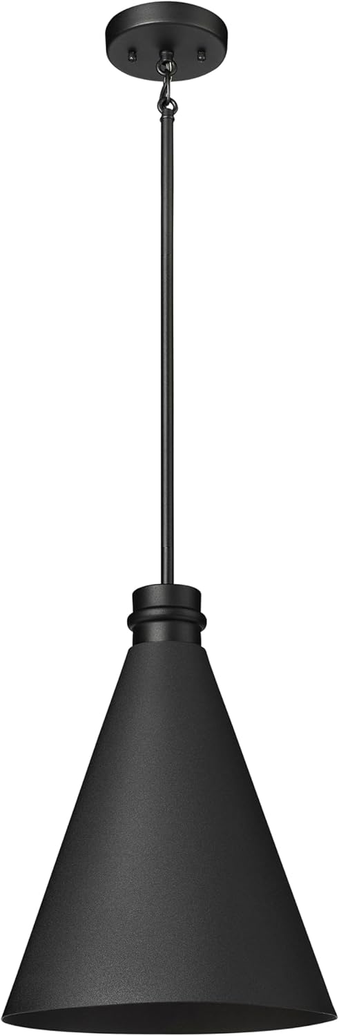 ML Lighting | Axston Collection | 86104-TBK | Outdoor 1 Light Large Hanging Lantern in Textured Black with Black Aluminum Shade | Corridors, Gardens, Courtyards, Doorways, Back Yards, Patios