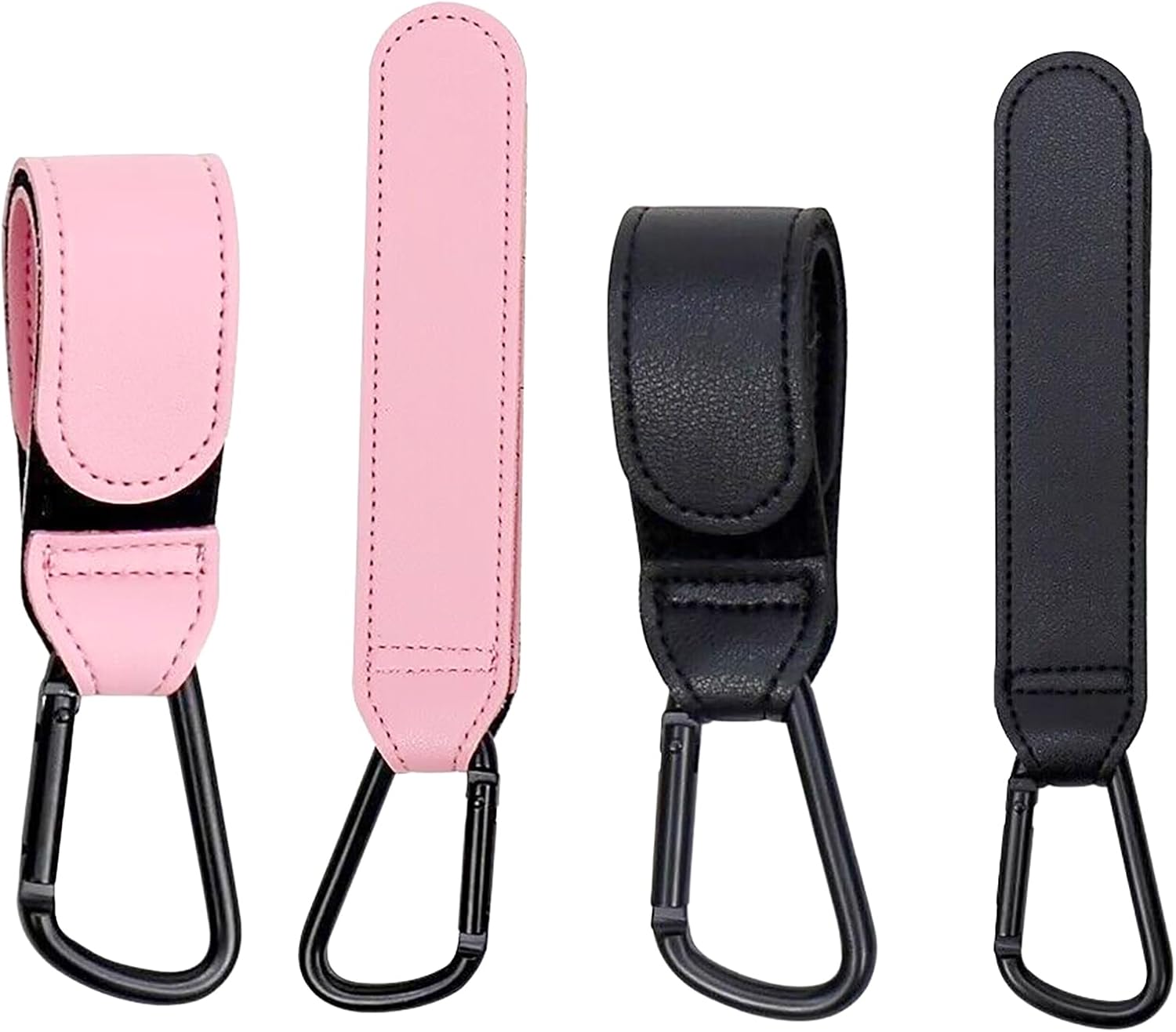 4 Pack Cart Hook, Metal Black an Pink Hooks for Cart, Electric Vehicle and Bicycle Hanging Bags (Black Pink)