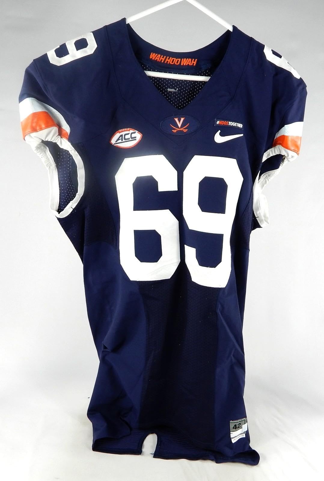 2017 Virginia Cavaliers #69 Game Used Jersey Throwback NP Rem Hoos P 42 7 - College Game Used