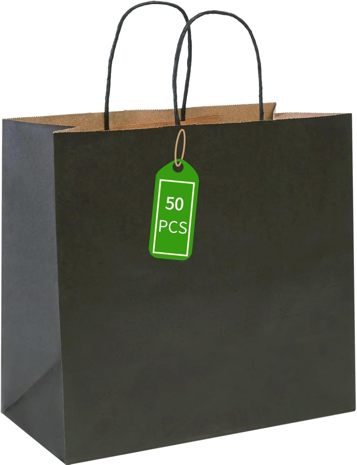 PAICUIKE 100Pcs Large Brown Paper Bags with Handles, 13x7x13 Inch Gift Bags for Business, Shopping, Party, Wedding & Birthday | Natural Brown Kraft Bags for Retail, Merchandise & Events