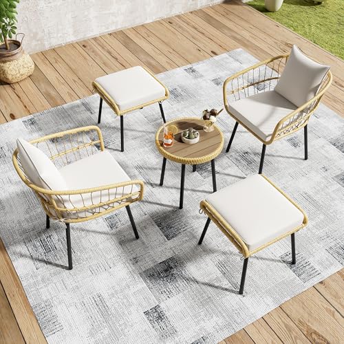 Juego de salón de jardín de 5 piezas modular para terrazas pequeñas sin espacio 5