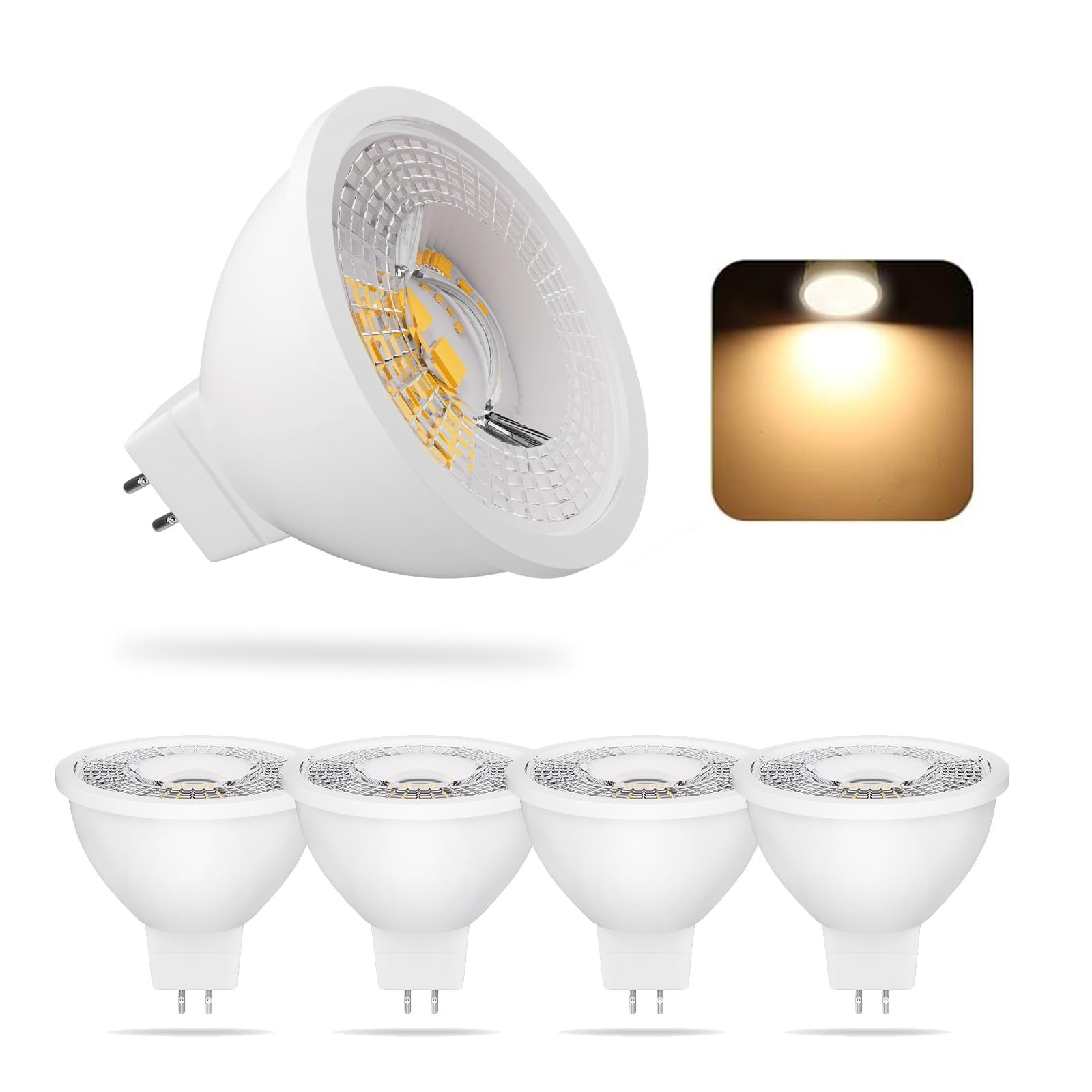 Bvcl Warm White 3000K Gu5.3 Mr16 Led 7W, Dimmable Lamps, Replaces 50W Halogen Lamps, 650Lm Ac/Dc 190-260V Flicker-Free, Mr16 Led Spot Light Bulbs, Pack Of 5 (Color : )