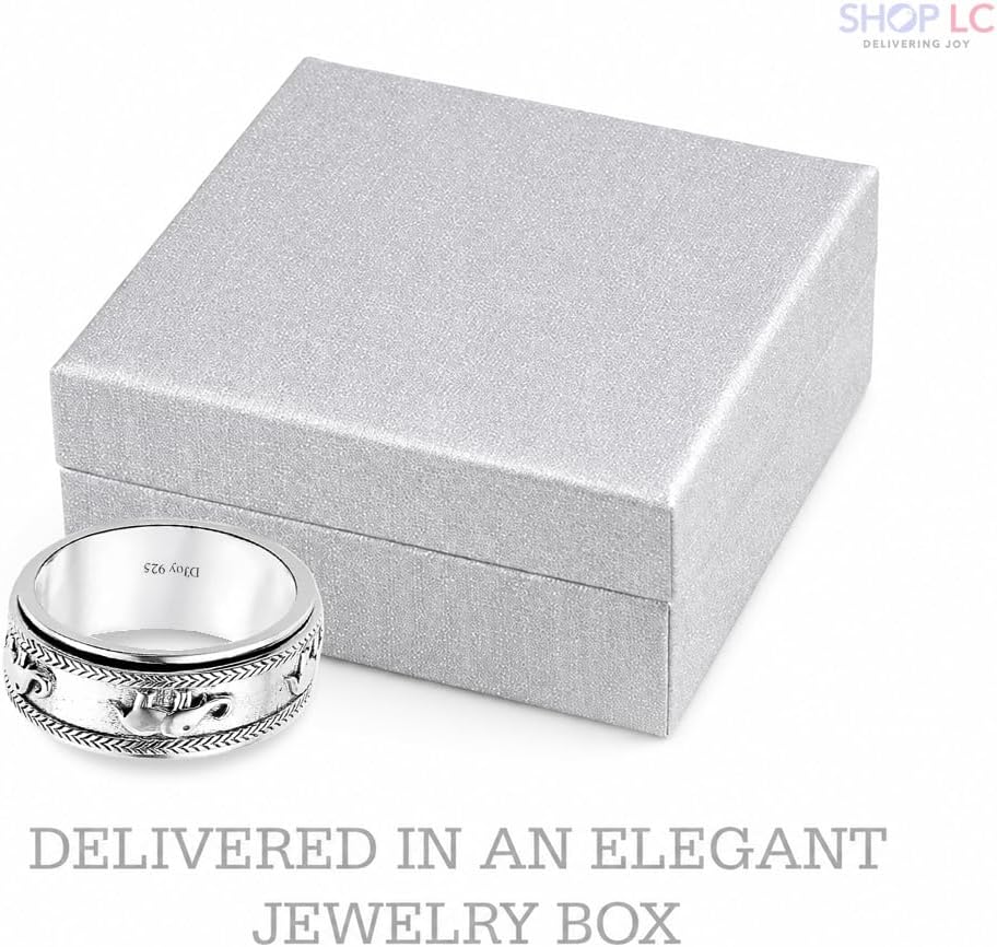 Shop LC 925 Sterling Silver Spinner Fidget Ring for Women Men | Anxiety Ring | Moon Star Design | Platinum Plated | Stress Relief Worry | Promise | Boho Jewelry Gift