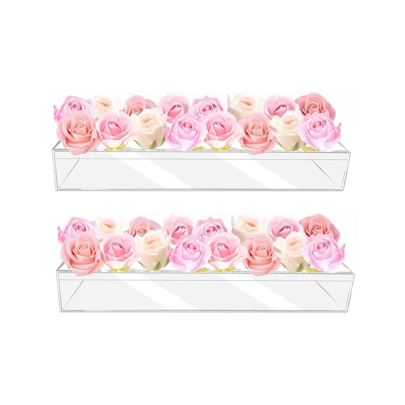 Vase rectangulaire acrylique transparent 16 trous décoration table intérieur
