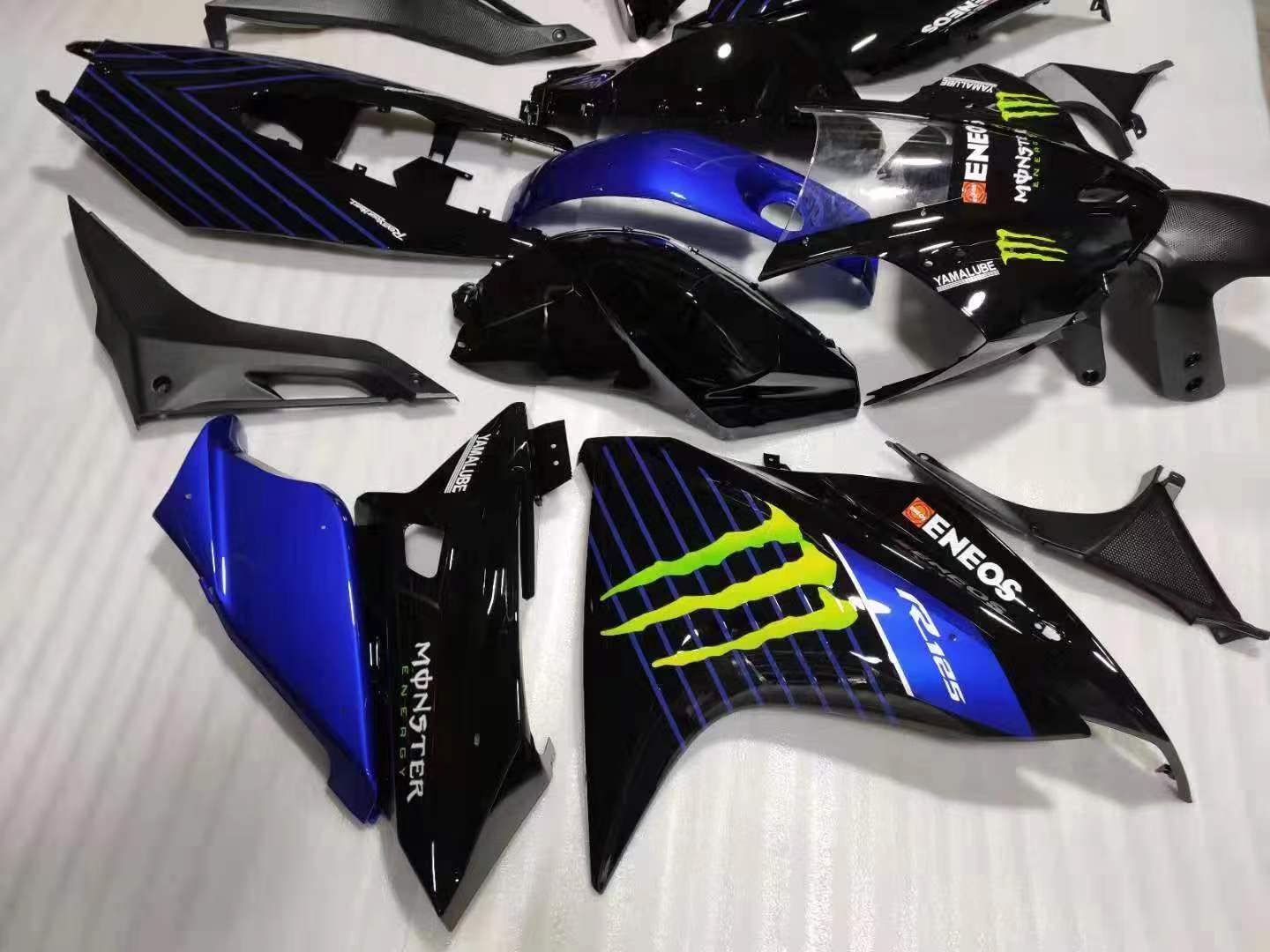 Hongben MOTO ABS-Kunststoff-Motorradeinspritzung Verkleidungen Karosserie-Set für Yamaha R125 2008-2013 2014-2018 blau schwarz