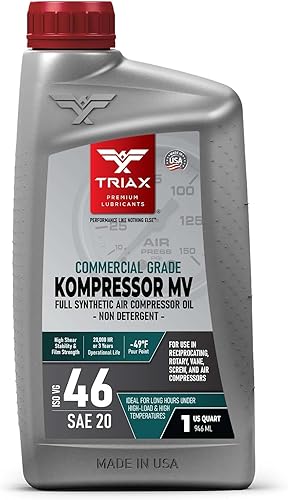 TRIAX Kompressor MV 46 / SAE 20 - Aceite para compresor de aire totalmente sintético, multivisible, grado comercial, para rotativo, paleta, tornillo
