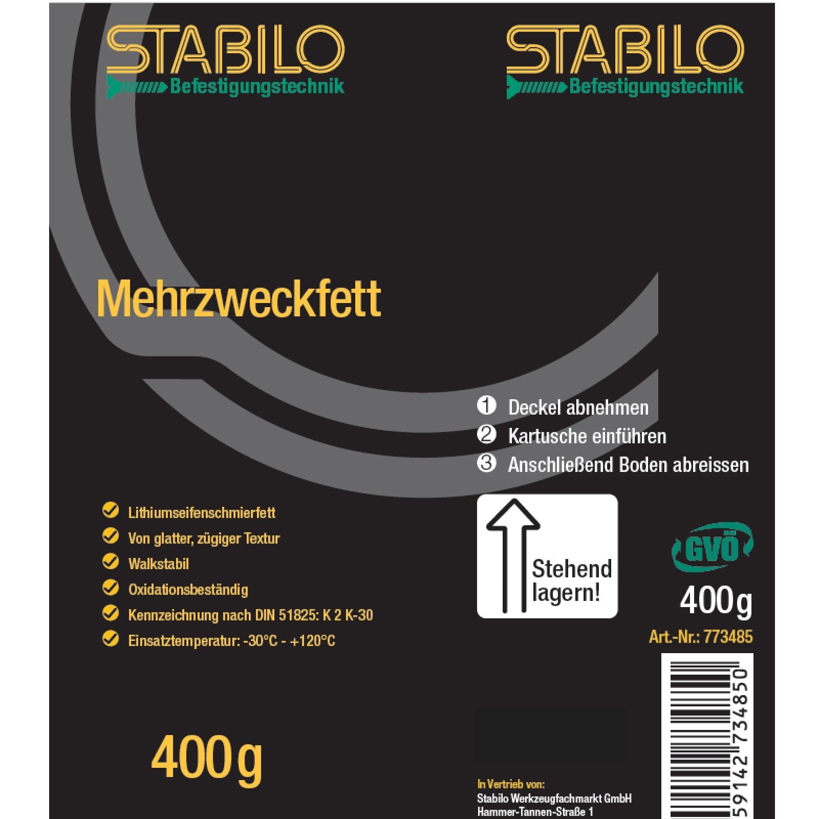 12x Mehrzweckfett 400gr. | Schmierfett, Lithiumfett, Universalfett, Fett für Gleit- & Wälzlager | 12 Stück
