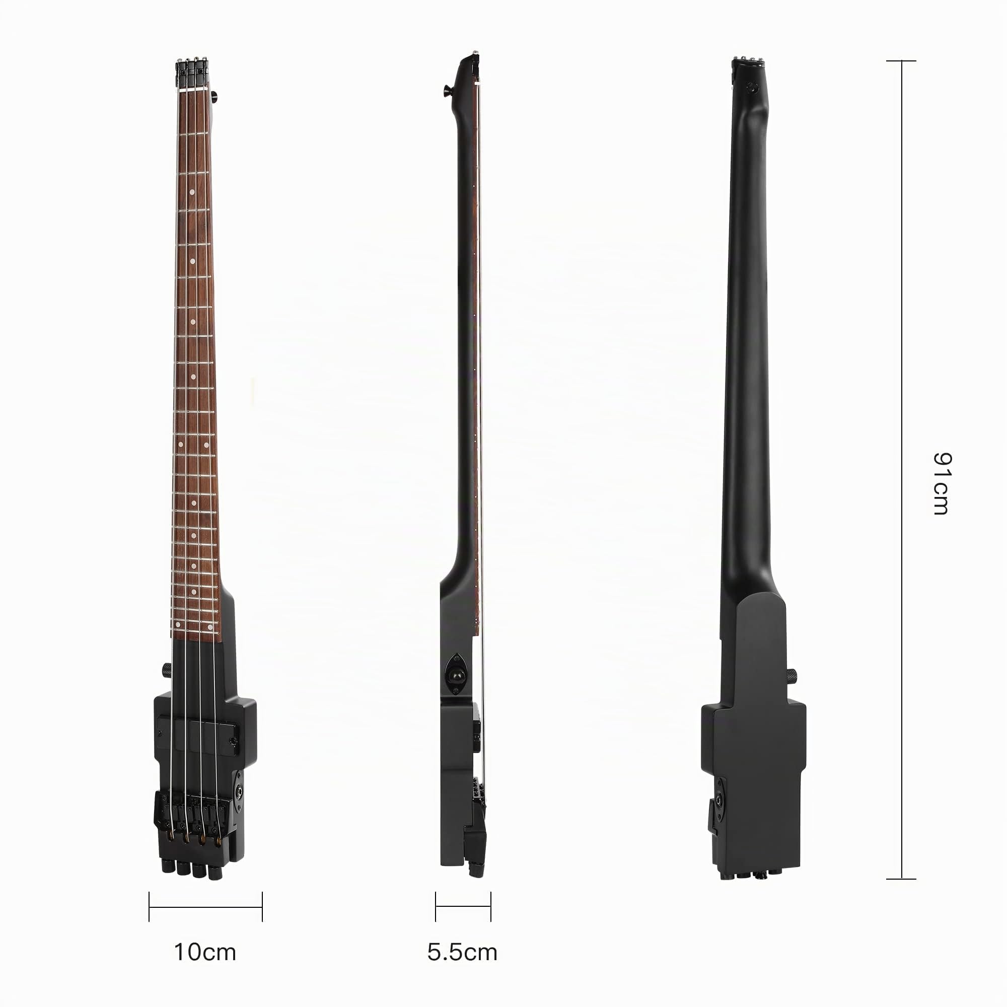 Batking Bajo eléctrico de viaje sin cabeza 4 cuerdas bajo con bolsa de concierto