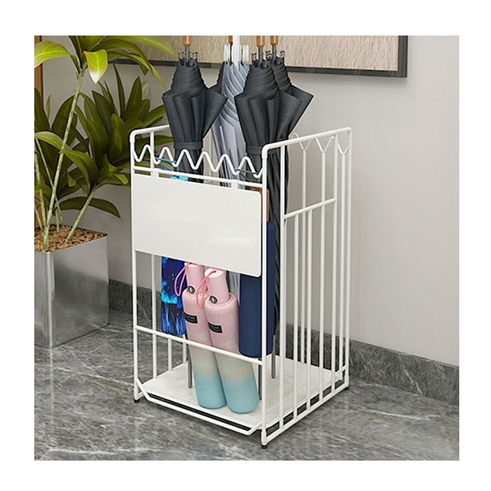 PXAMORTEL Metal Umbrella Holder Stand, Metal Umbrella Stand with Drip Tray Holds 20-30 Umbrellas Multicolor Multiple Sizes(White,33x23x54cm)