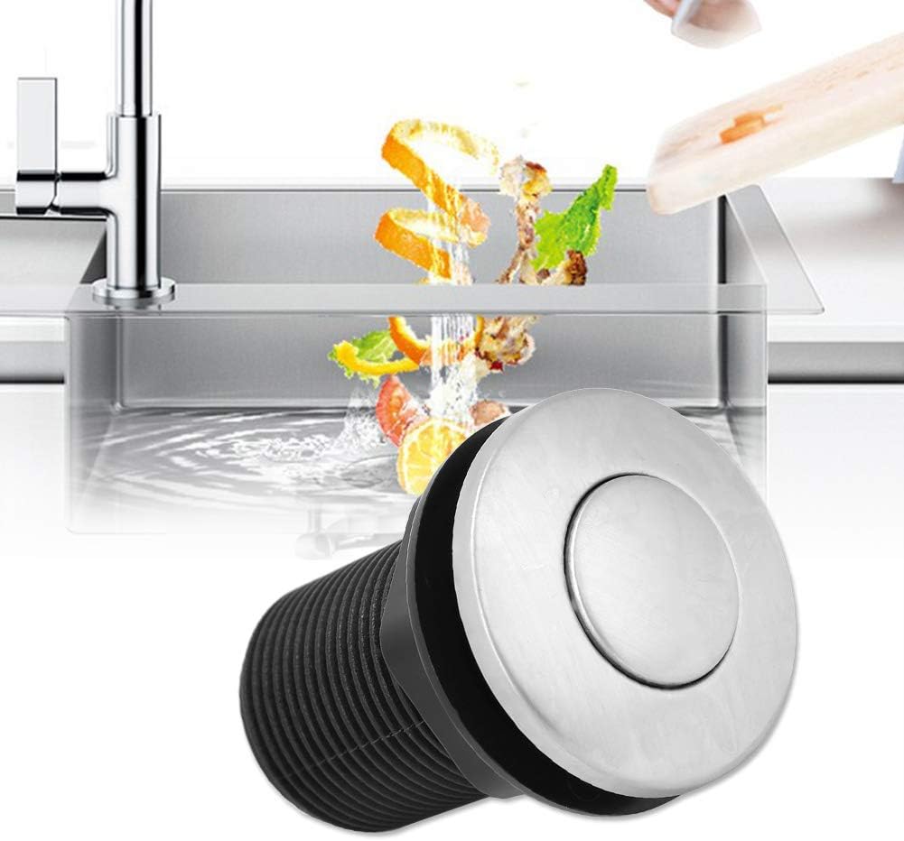 Garbage Disposal Button,Air Switch Scrap Automatic Self Lock Button Pneumatic Hose Top Push with Replacement Air Tube 32Mm Selflock Activated Kit for Sink Actived Parts