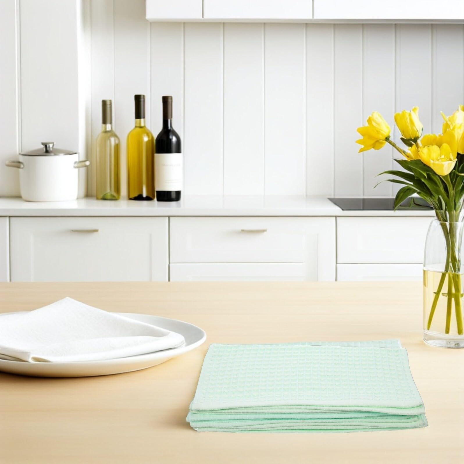 Healifty Paños de Cocina de Algodón 100% Puro Tipo Gofre 35X35 CM 10 Unidades Absorbentes y Lavables Secado Rápido Suaves para Uso Diario en Limpieza y Secado en Cocina