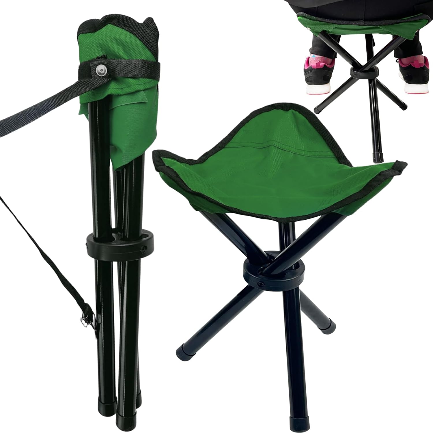 Travel Folding Camping Stool, 14.6 inches Tripod Chair and Maximum weight 300 lbs Outdoor Portable Party Chair Fishing Chair Seat for Camping Fishing Hiking Gardening and Beach Garden Painting