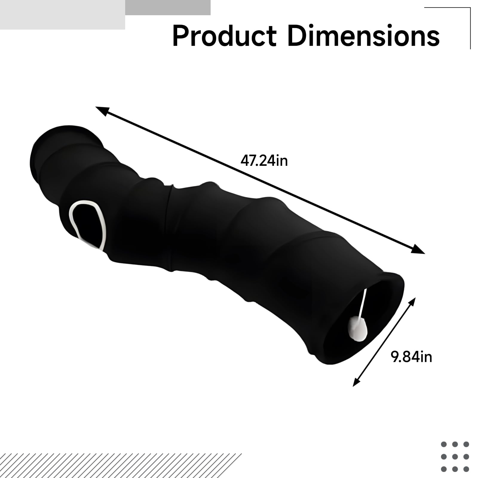 Tunnel per gatti a forma di S, 47.2 in / 120 cm, nero, pieghevole, in pelle scamosciata, per interni, con palla sospesa, tunnel interattivo per gattini, piccoli animali domestici