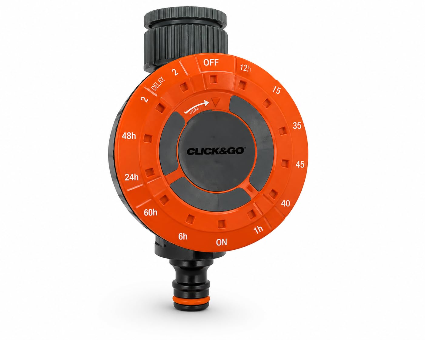 Programador de riego automático CLICK&GO para grifo, 12 programas, temporizador de jardín con adaptador 3/​4" y 1/​2"