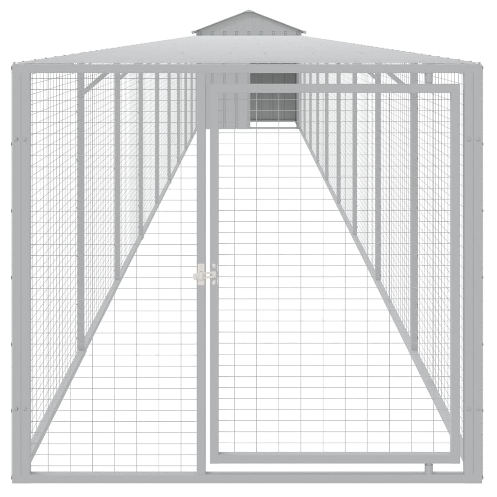 Homgoday Casa Mobilia Gallinero área de carrera gris claro 117 x 1017 x 123 cm acero galvanizado, jaula para animales jaula para pollos exterior para aves de corral gallineros conejos