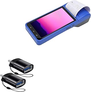 BoxWave Cable Compatible with FOSA POS PDA Receipt Printer (5.5 in) - USB-C to A PortChanger (2-Pack), USB Type-C OTG USB Portable Keychain - Slate Black