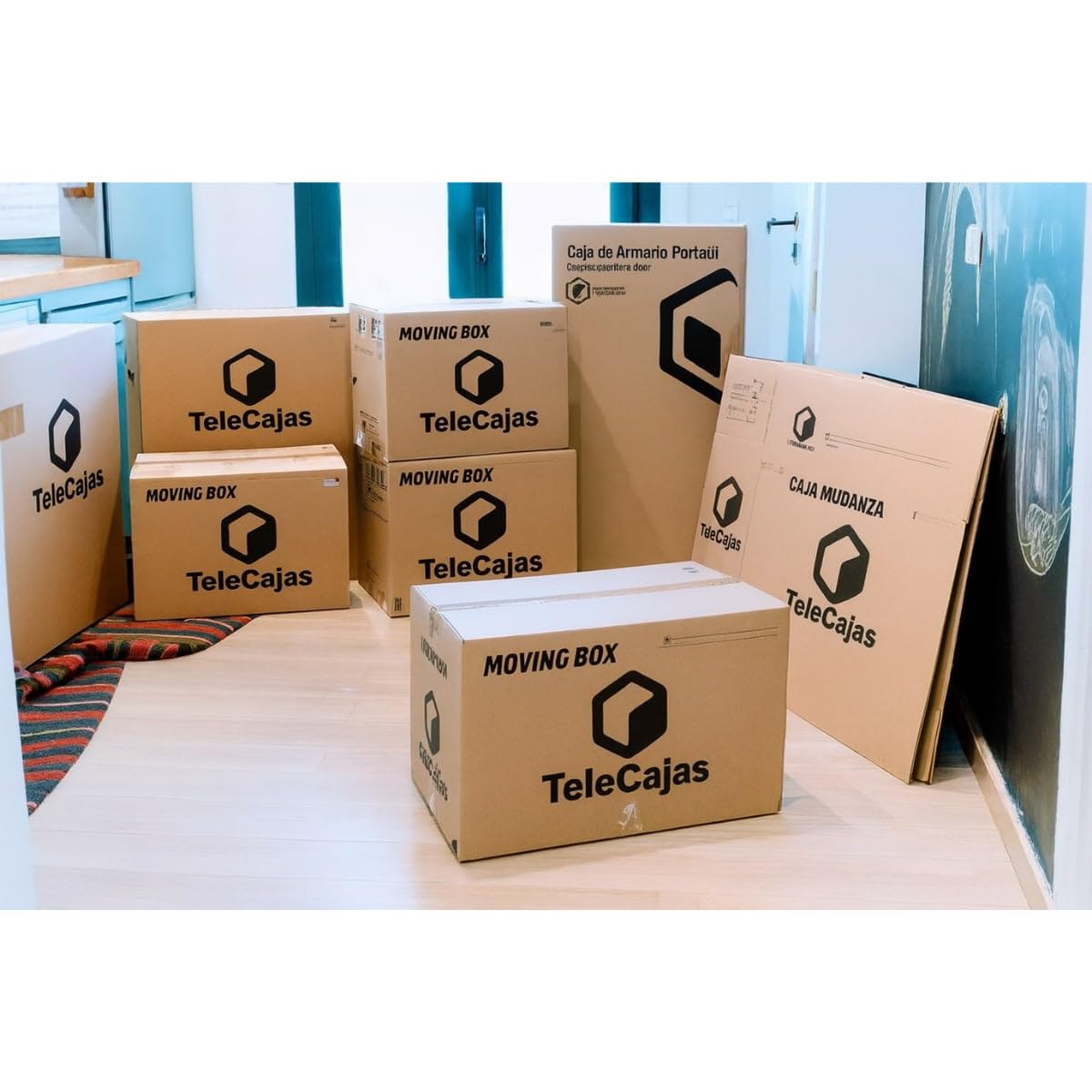 TELECAJAS | 10 Cajas 50x35x35 cm de Cartón con Asas de Mudanza Grandes Resistentes | Ideales para Ropa y Envíos | Regalo 1 Precinto Adhesivo cierre de Cajas | Pack de 10 + Cinta