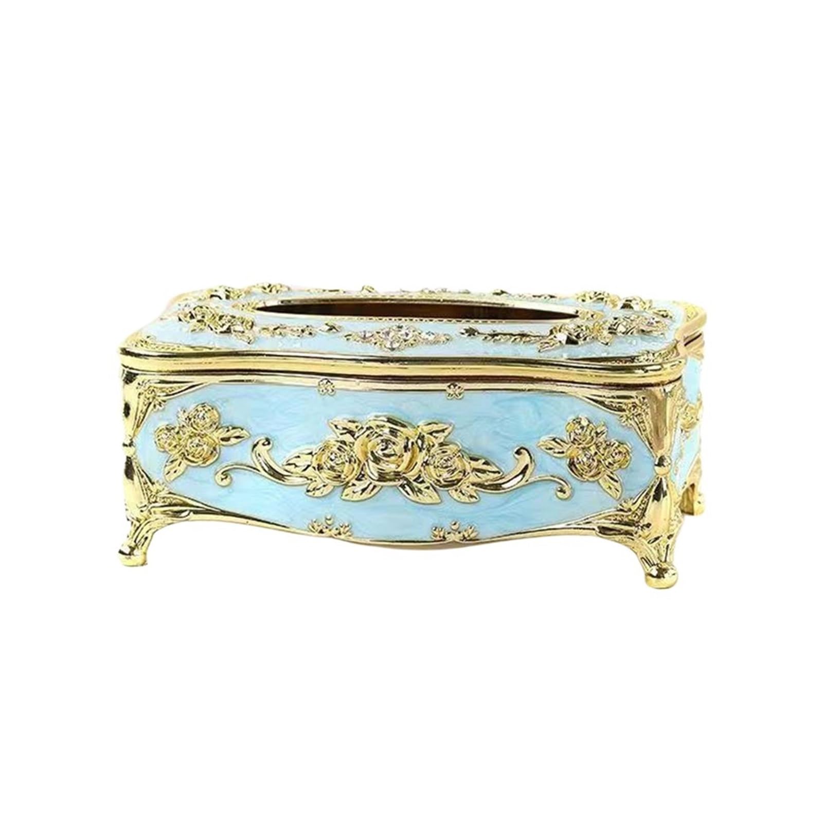 Tissue Box Tissue box hotel restaurant napkin extraction box, kitchen and living room tabletop tissue storage box(B-Golden Blue)