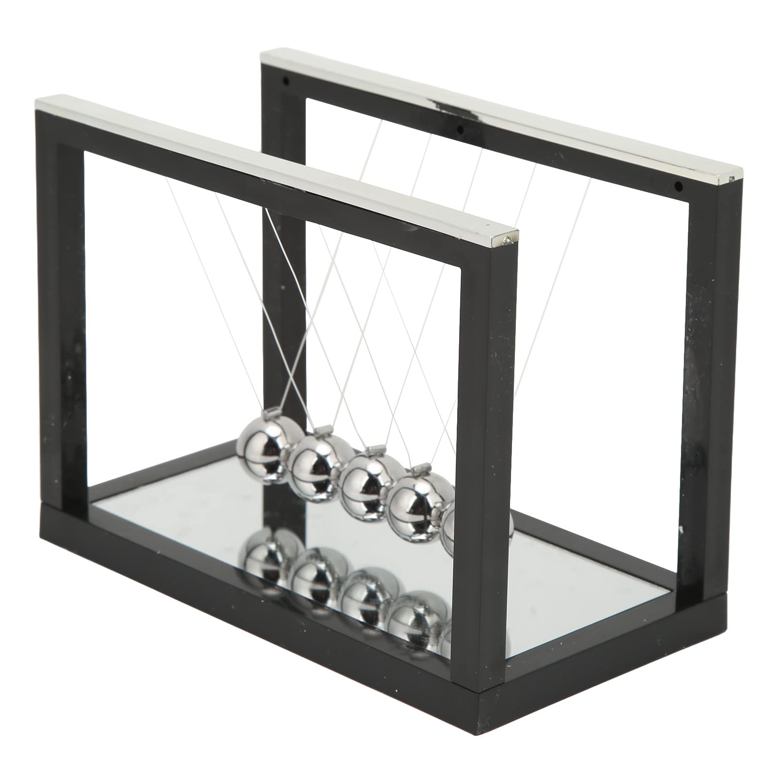 Newton huśtawka wahadłowa, zabawka, nauka, duża Newton Cradle Balance Balls z 5 żelaznymi kulkami i podstawą lustra, redukcja stresu, 15,8 x 8,4 x 11,6 cm