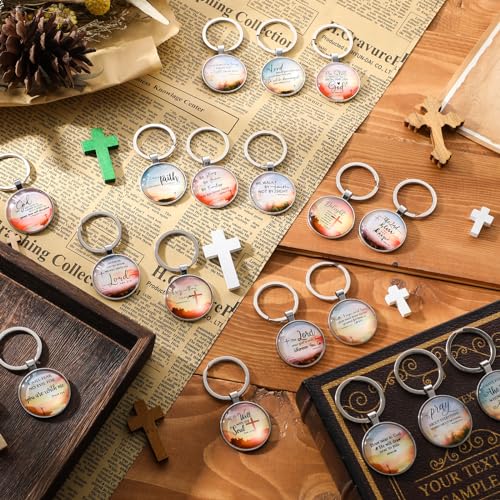 Image of Ferreve Christian Keychain Bulk Mini Bible Verse Keychain with Scripture Quote Religious Church Gift for Women Men