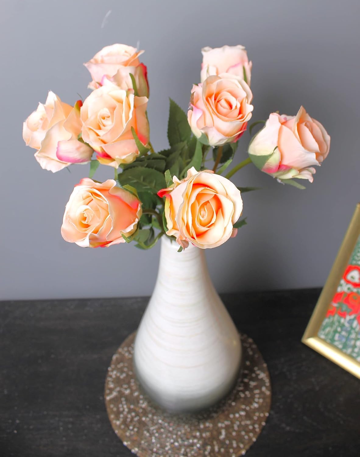 YATUOPNG Artificial Plant In Pot-Artificial Rose Bouquet For Vases | Home Decor Items For Living Room | Flower Bunch For Decoration | Faux Flowers