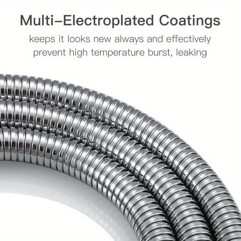Shower Hose Stainless Steel Leak-Proof and Anti-Kink High Pressure Resistance Easy DIY Replacement Universal Fit Chrome (2 Meter) - Image 4