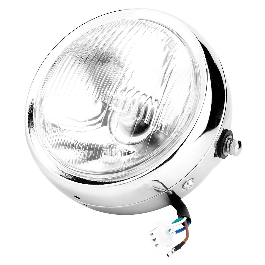 Faro Anteriore Moto Completo 12v - Motorcycle Headlight 5.75in Universale Modificato Retro Argento Con Lente Bianca