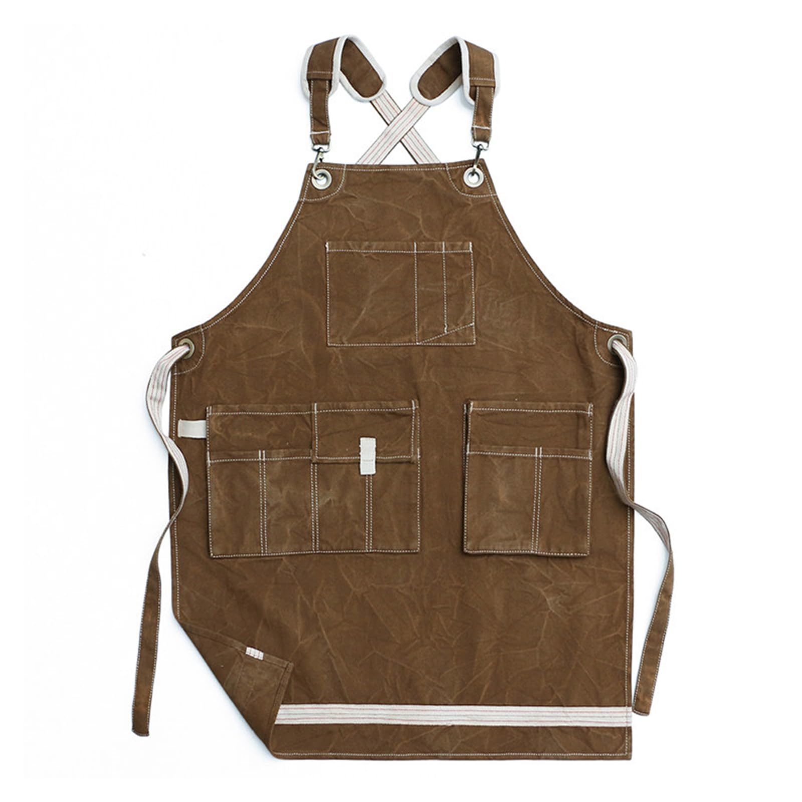 Tablier D'Atelier Robuste en Toile de Coton Pour Hommes – ModèLe Multi-Poches RéSistant à L'Eau Avec Bretelles Croisées Dans Le Dos