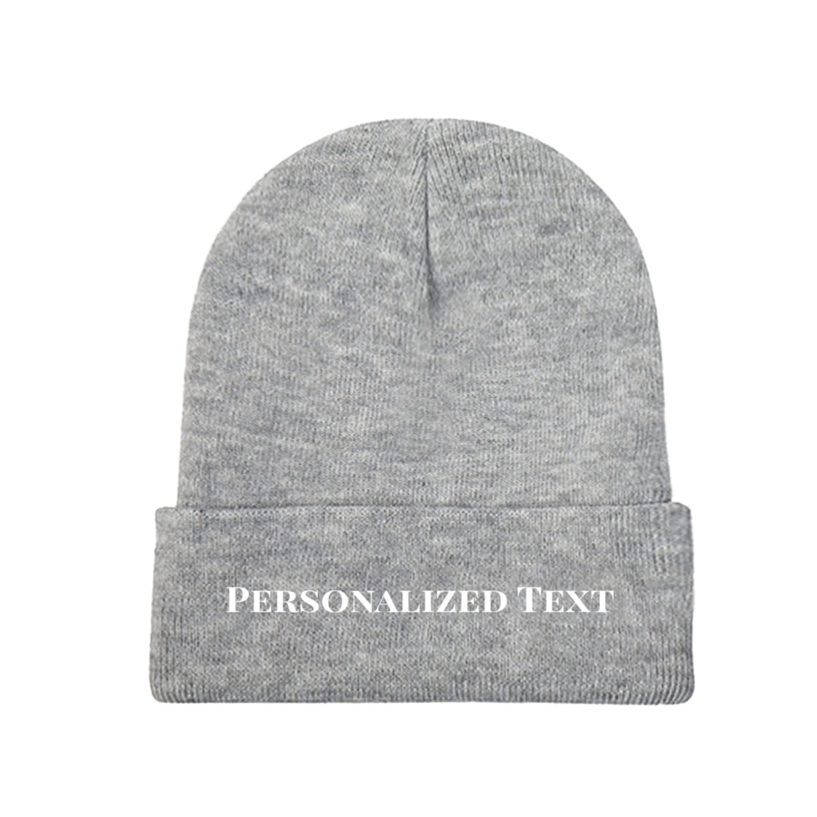 Miujonvy Custom Knitted Beanie Hats Slouch Gray Beanie Personalized Text Personalized Hat
