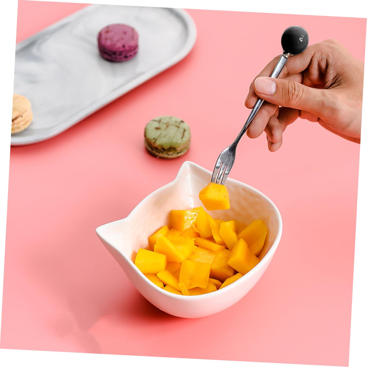 PRETYZOOM 18piezas Tenedores Mini De Acero Inoxidable Mango De Cerámica Para Postres Café y Aperitivos Tenedores Elegantes Para Fiesta y Reuniones
