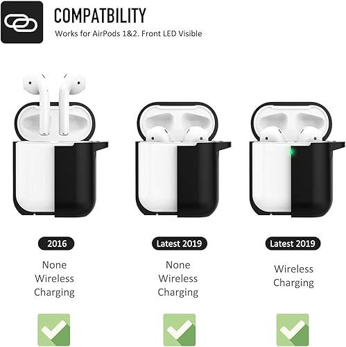 Miniatura 4 de Funda de carga compatible con AirPods de 2 generación de 1 generación, funda de piel suave con estampado de funda protectora que absorbe los golpes
