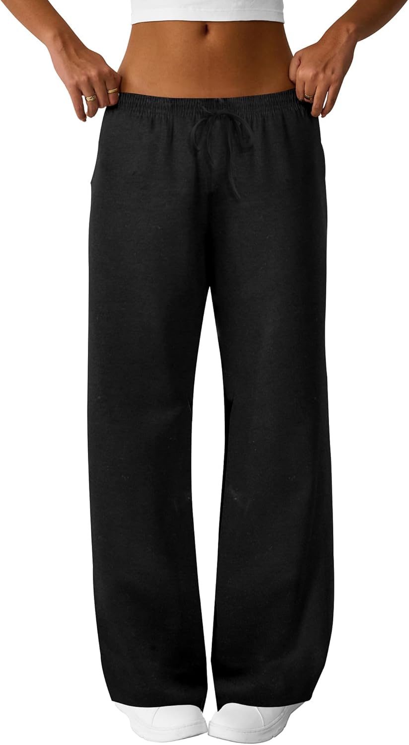 SOFIA'S CHOICE Womens Camo Pants High Waisted Baggy Comfy Wide Leg Y2k Sweatpants with Pockets Medium Black