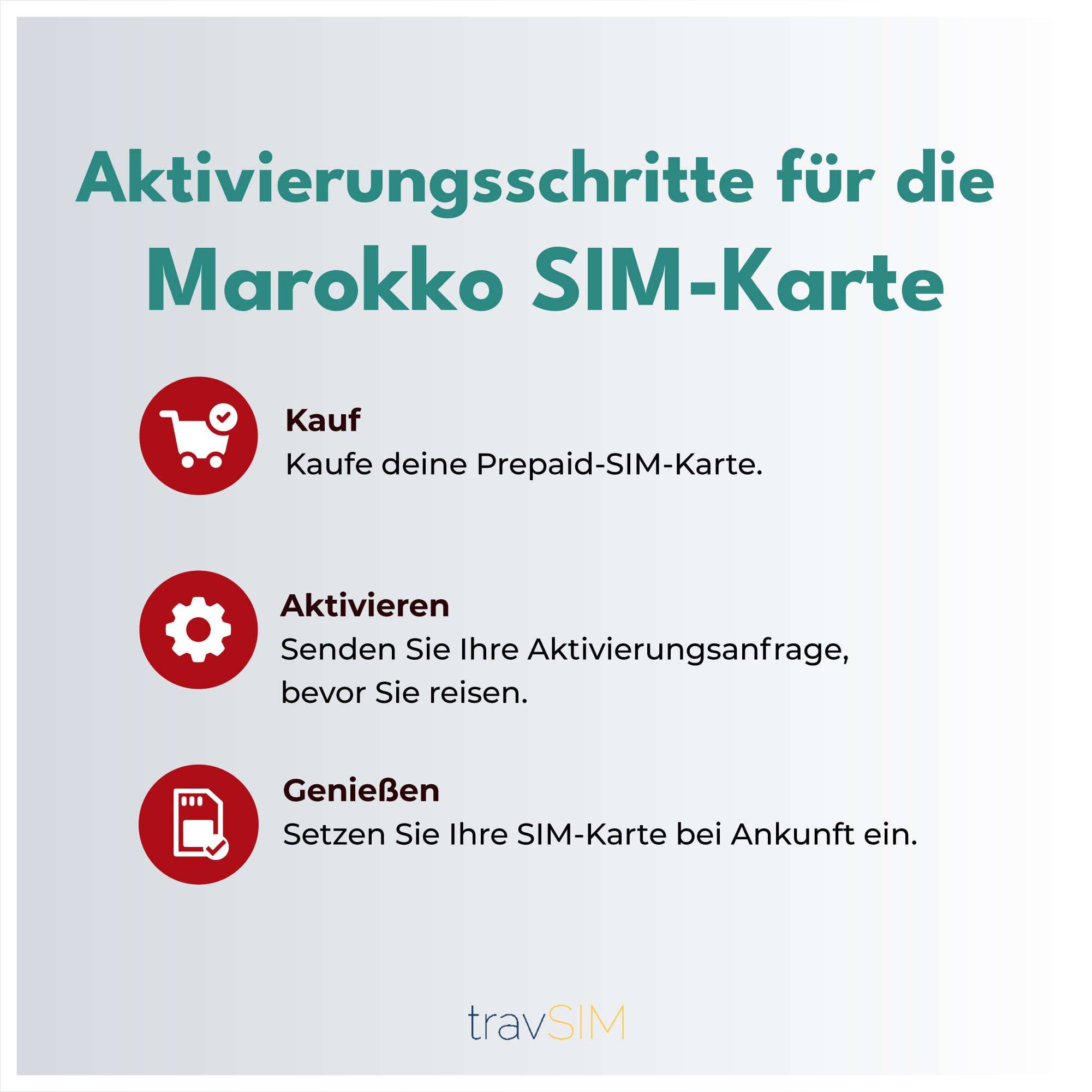 travSIM SIM Karte für Marokko| 15 Tage - 5GB Daten SIM | 5G/4G Hochgeschwindigkeitsdaten | Unbegrenzter Internetzugang für Google, Facebook, Whatsapp, Instagram und mehr