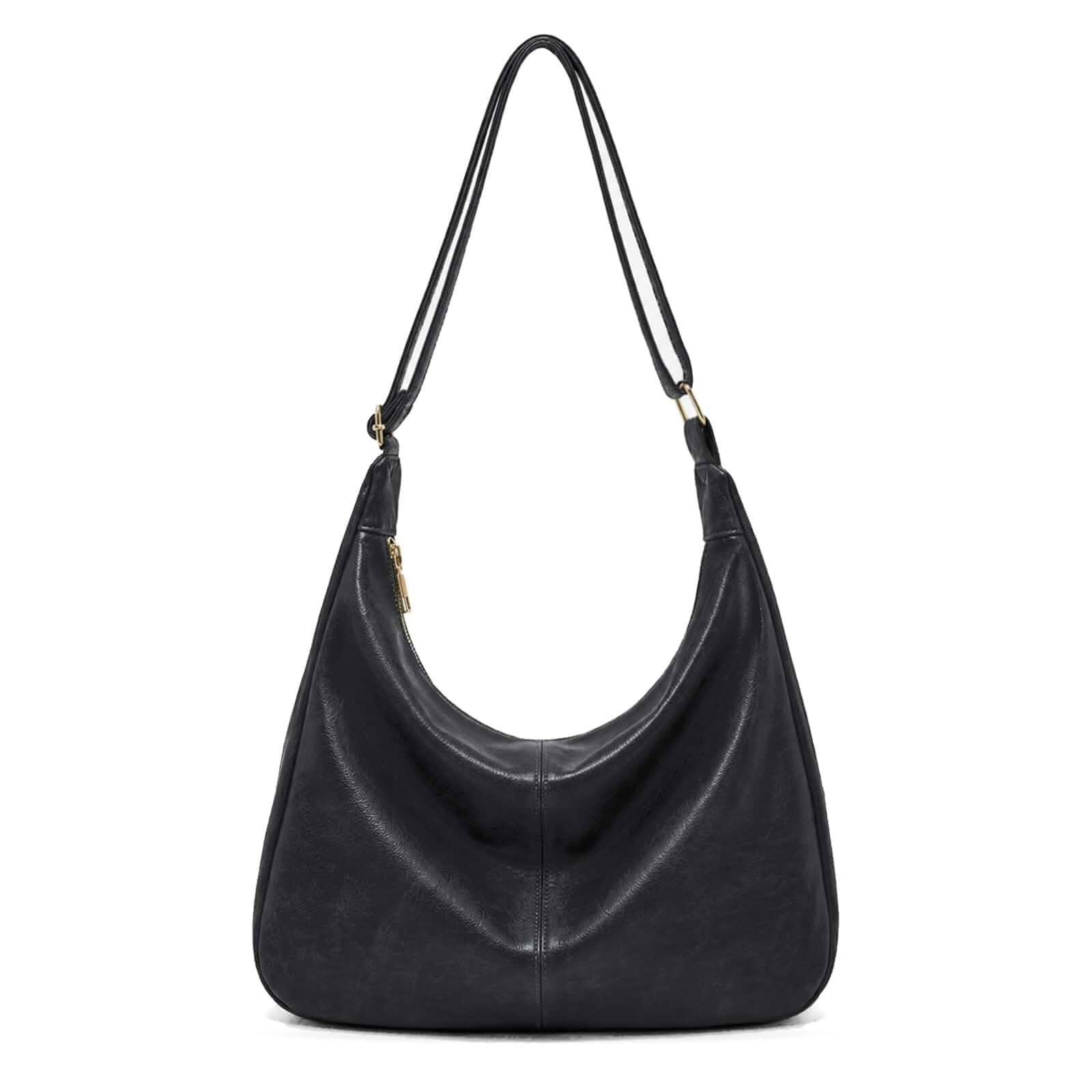 Huwzder Vegan Leather Hobo Bags for Women Soft Slouchy Shoulder Handbag Zipper Work Tote Travel Purses