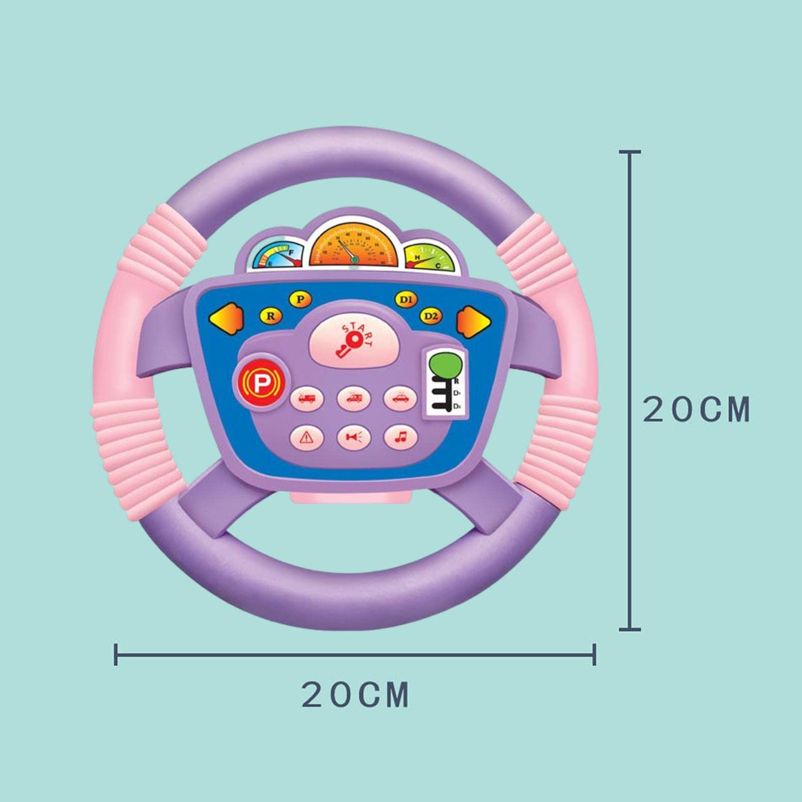 Volante de Juguete Infantil Volante Interactivo Educativo con Tablero Y Funciones de Vehículo Música Dinámica Y Plástico Ventosa Y Base Estable,