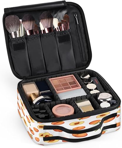 Miniatura 7 de KOBLEN Bolsa de maquillaje de viaje para mujer, grande, cuadrada, portátil, profesional, tren de coqueta, estuche cosmético con asa, deliciosos