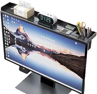 Extensor de monitor de gabinete superior con caja de almacenamiento y estante para documentos, blanco