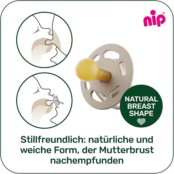 nip - Cherry Green | 0-6 Monate | 4er Pack | Kirschform | Stillfreundlicher, kiefergerechter Babyschnuller aus Naturkautschuk. Nachhaltiger Schnuller aus natürlichen Rohstoffen, Hellgrün/Braun - 5
