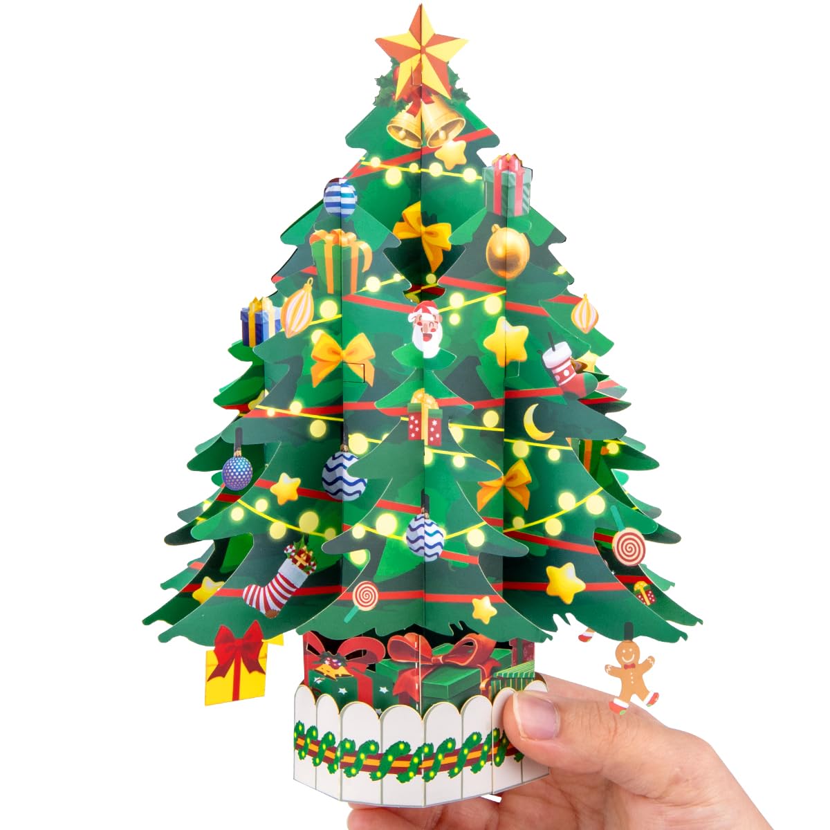 CNLITIHEKA Christmas Tree Pop Up Card, 3D Popup Christmas Cards, Xmas Tree Cards, Gift for Xmas or Holidays with Envelope