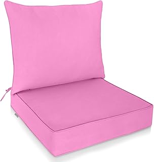EAGLE PEAK Outdoor Deep Seat Patio Seat Cushion Set, 25 x 25 x 5 inch, 2...