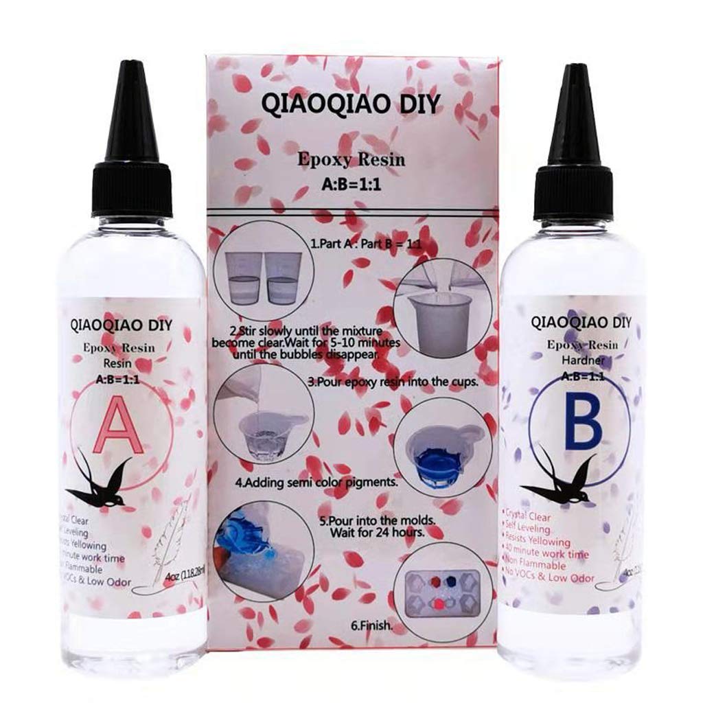 Angelliu DIY Epoxy Resin AB 1: 1 Quick Curing Resin, 8 Ounces, Transparent, Hard Epoxy Resin Transparent for Jewellery