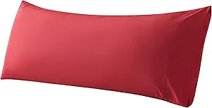 WhatsBedding Body Pillow Cover Cotton Fabric, Long Pillowcase Breathable & Skin-Friendly, Envelope Closure - Red (20x54 inch)