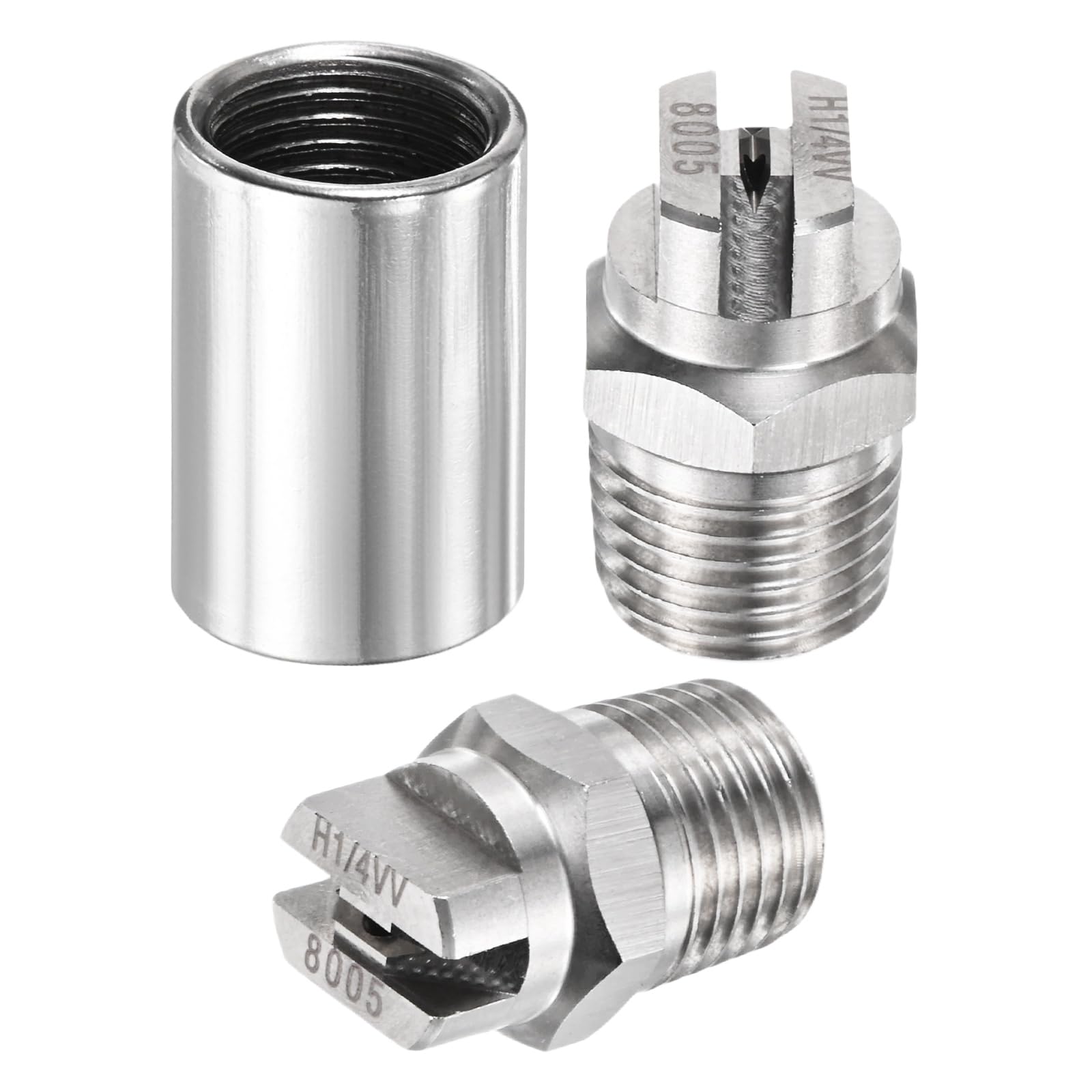 TIXIPEM 1/4" BSP Male 80 Degree Flat Fan Spray Tip [1SET] - High Pressure Washer Spray Nozzle with 1/4" BSP Female Pipe Fitting Used for Water Guns - [Stainless Steel-1.4MM]