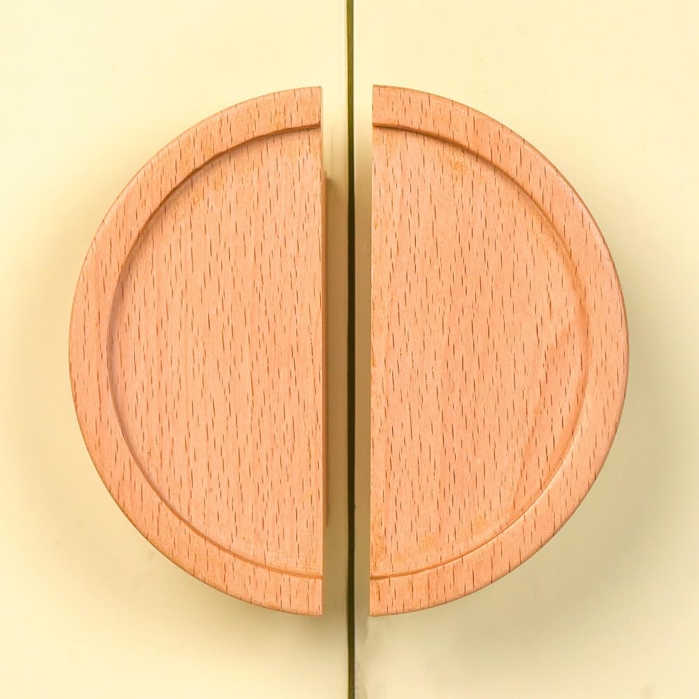 Indian-Shelf 1 Pair Semicircle Natural Wooden Drawer Pulls Unique Half Moon Cabinet Hardware Handles for Door Wardrobe Cupboard Dresser-image-18