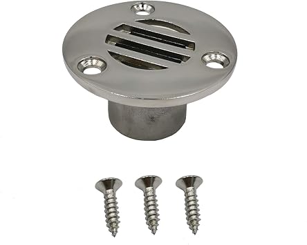Small Boat Drain Floor Deck Drainage Cover Plug Scupper for Yacht Thru Hull Marine 316 Stainless Steel with Screws