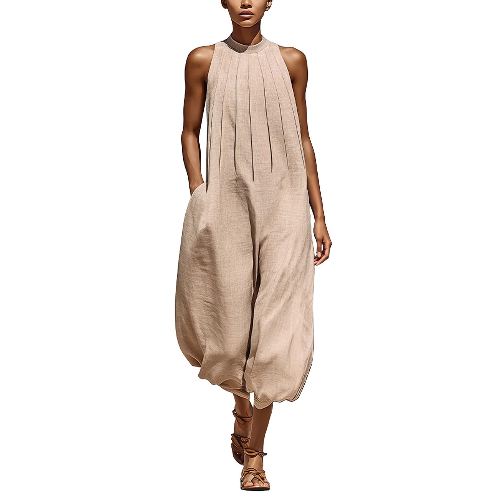 Generisch Jumpsuit Damen Sommer Lang Weites Bein Overall Festlich Elegant