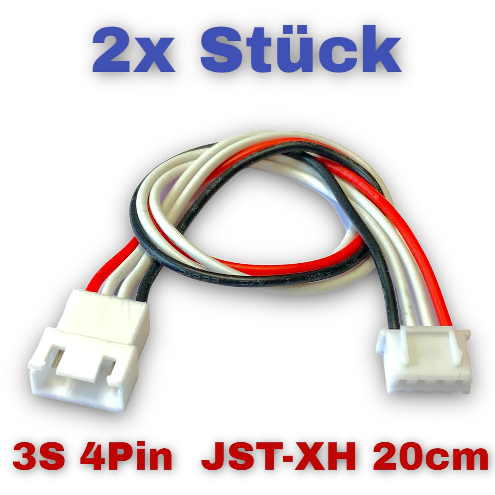 VUNIVERSUM – Lot De 2 Câbles D'équilibrage JST-XH 2S 3 Broches – 30 Cm – 24 AWG – Pour Batterie LiPo 7,4 V