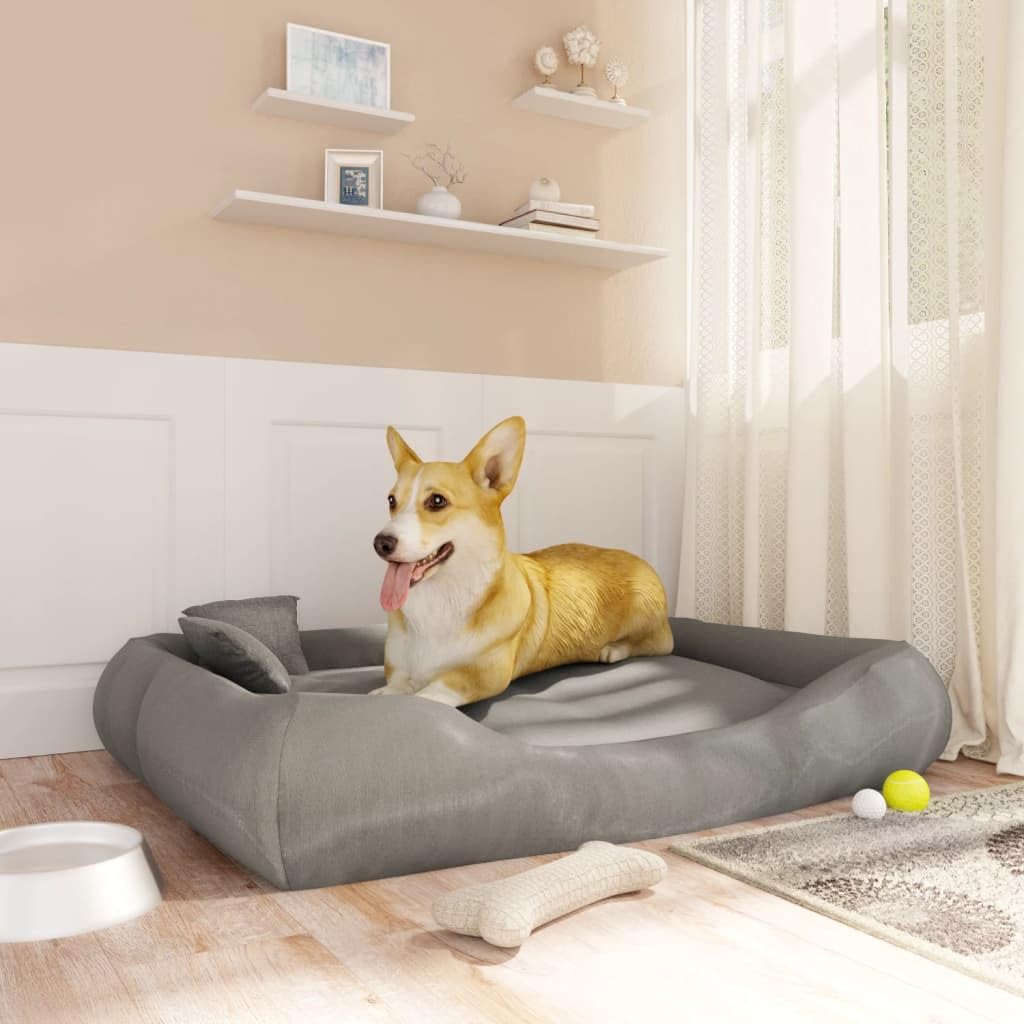 Forniture per animali domestici Cuscino per cani con cuscini grigio 115x100x20 cm Tessuto Oxford Animali & Forniture per animali domestici