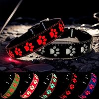 Vista 24 de Collar LED para perro, 15 modos de luz, USB-C recargable, silicona ajustable, varios colores (negro, S (7.87-11.8 pulgadas)
