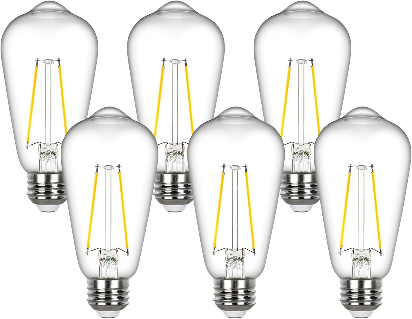 Sigalux Vintage Edison Light Bulbs 60 watt Equivalent, Dimmable E26 LED Bulb 2700K Soft Warm White, Clear Glass ST58 Vintage Bulb, 80+ CRI, 700LM, E26 Base, 6 Pack